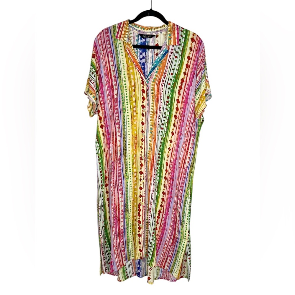 Jams World Cape Candy Stripe Button Front Shirt Dress size Small